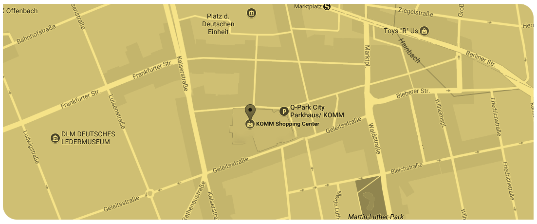 karte Einkaufszentrum KOMM Offenbach Anfahrt
